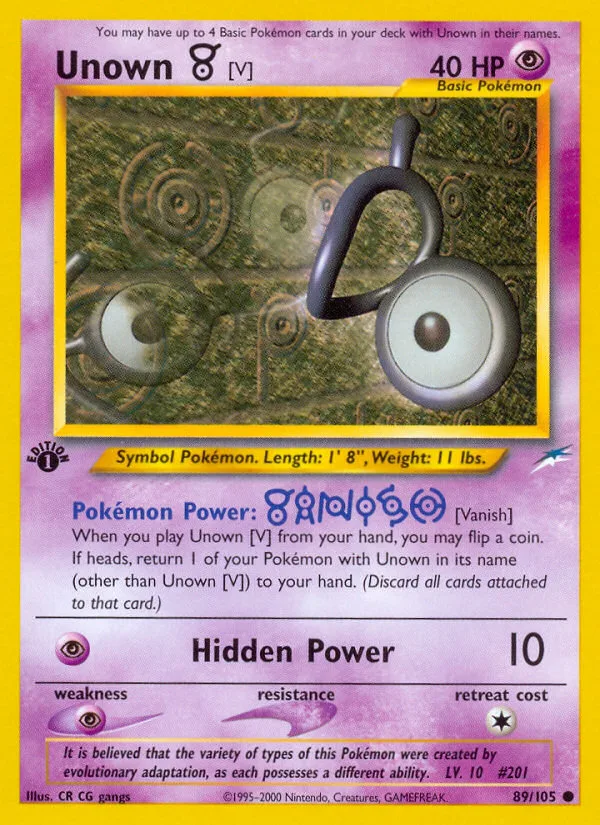 Unown [V] #89 Neo Destiny Pokemon card