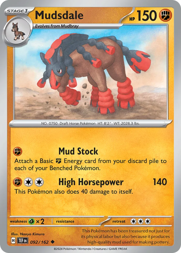 Mudsdale #92 Temporal Forces Pokemon card