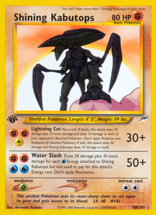 Shining Kabutops #108 Neo Destiny Pokemon card