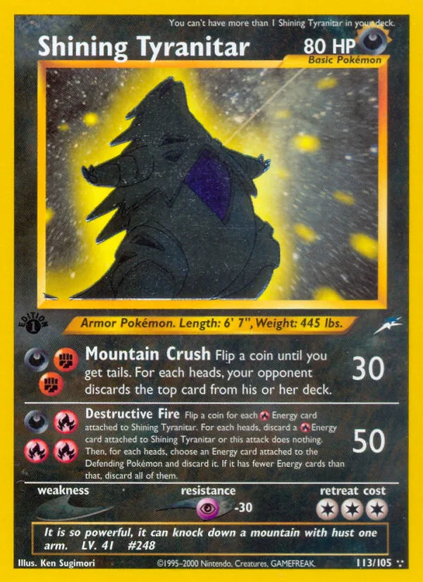 Shining Tyranitar #113 Neo Destiny Pokemon card