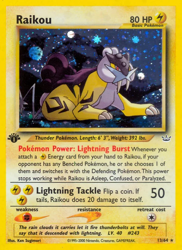 Raikou #13 Neo Revelation Pokemon card