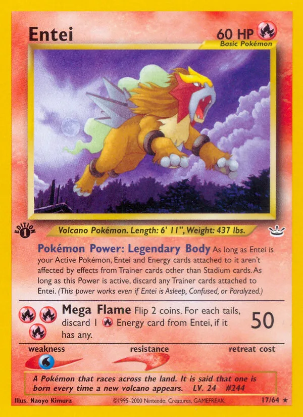 Entei #17 Neo Revelation Pokemon card