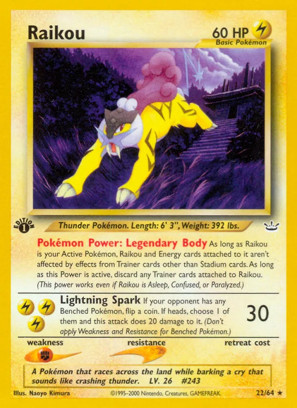 Raikou #22 Neo Revelation Pokemon card