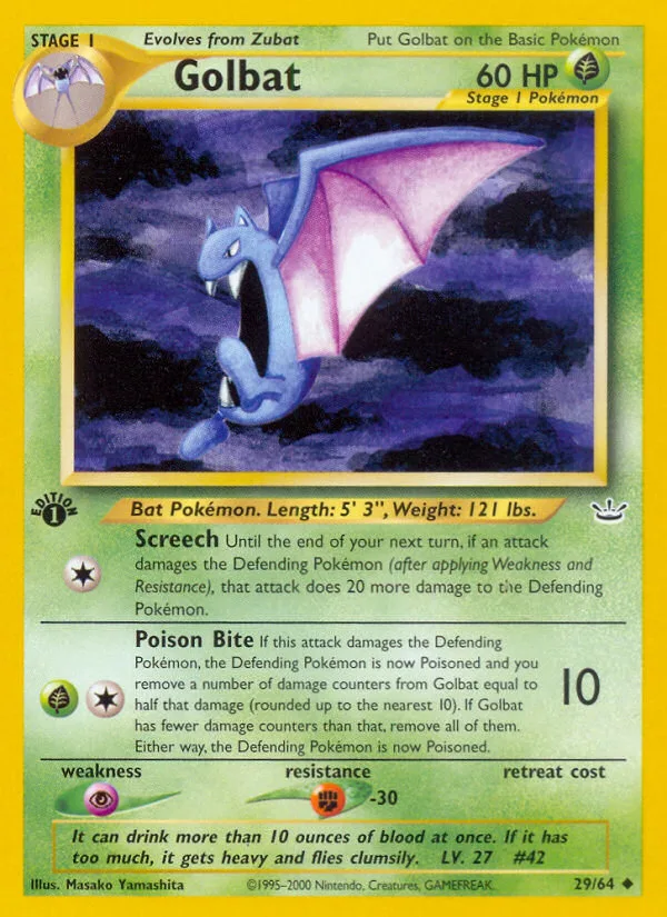 Golbat #29 Neo Revelation Pokemon card