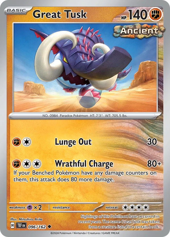 Great Tusk #96 Temporal Forces Pokemon card