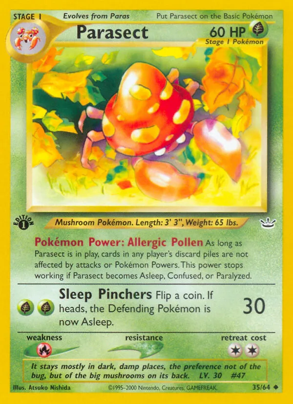 Parasect #35 Neo Revelation Pokemon card