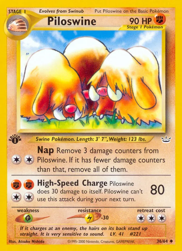 Piloswine #36 Neo Revelation Pokemon card