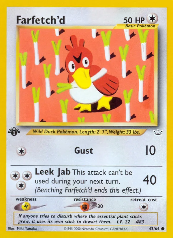Farfetch'd #43 Neo Revelation Pokemon card