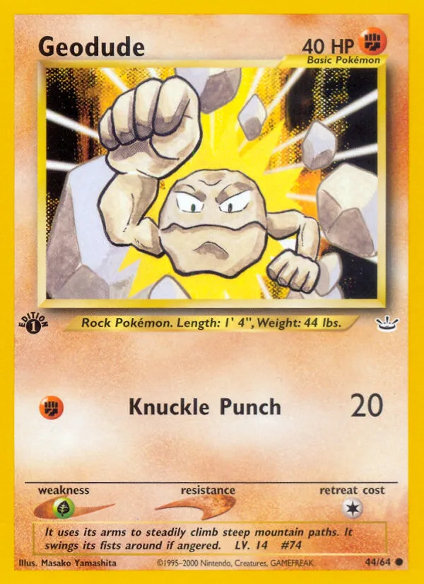 Geodude #44 Neo Revelation Pokemon card
