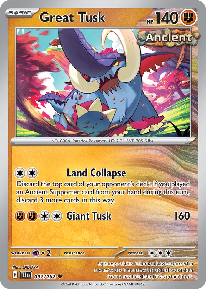 Great Tusk #97 Temporal Forces Pokemon card