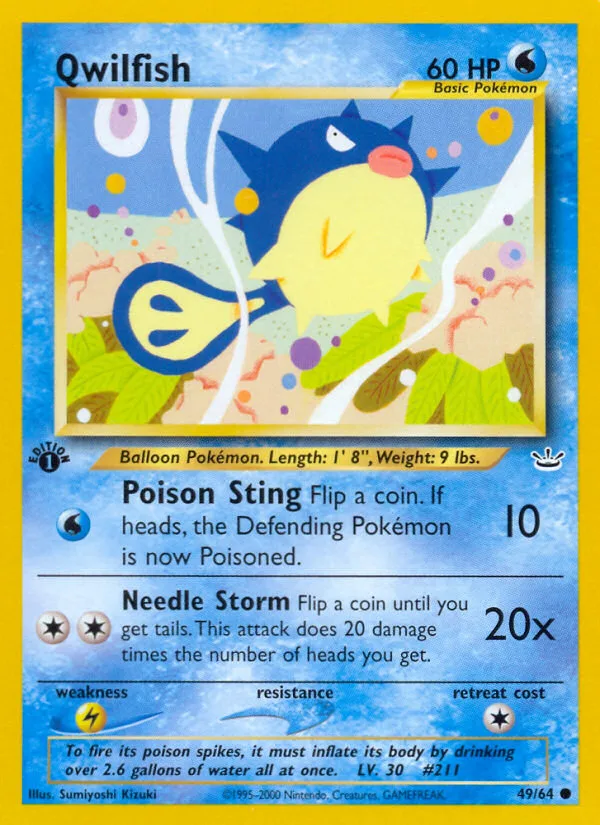 Qwilfish #49 Neo Revelation Pokemon card