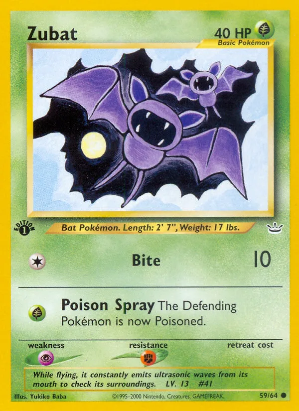 Zubat #59 Neo Revelation Pokemon card