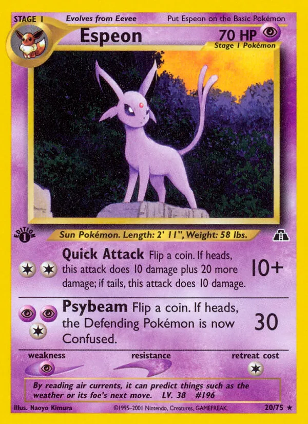 Espeon #20 Neo Discovery Pokemon card