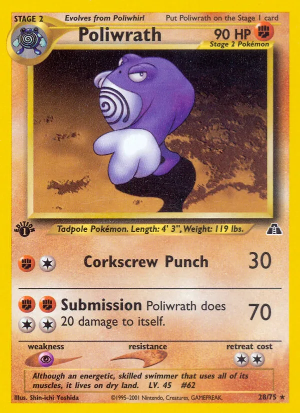 Poliwrath #28 Neo Discovery Pokemon card