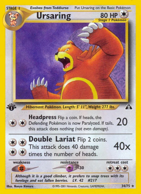 Ursaring #34 Neo Discovery Pokemon card