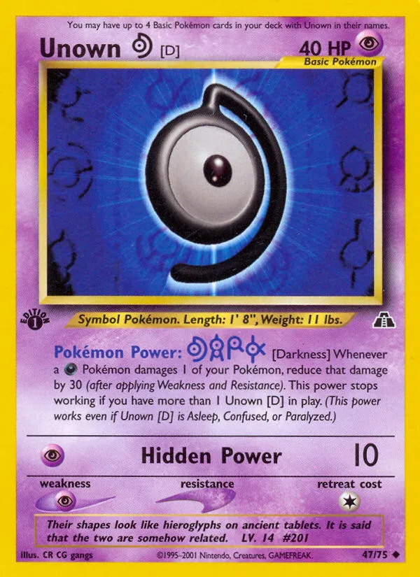 Unown [D] #47 Neo Discovery Pokemon card