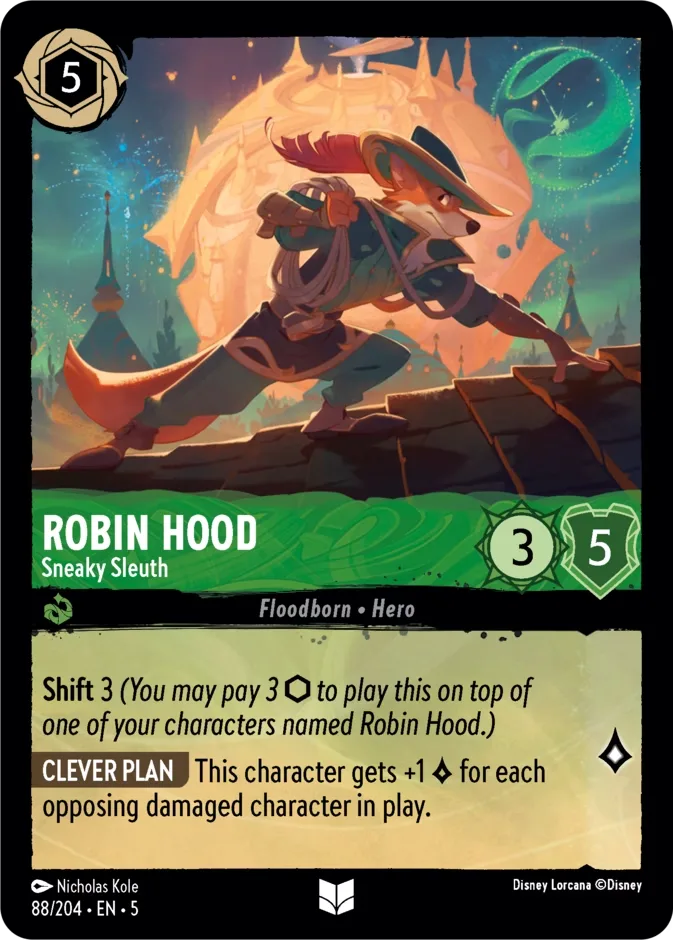 Robin Hood #88 Shimmering Skies Disney Lorcana card