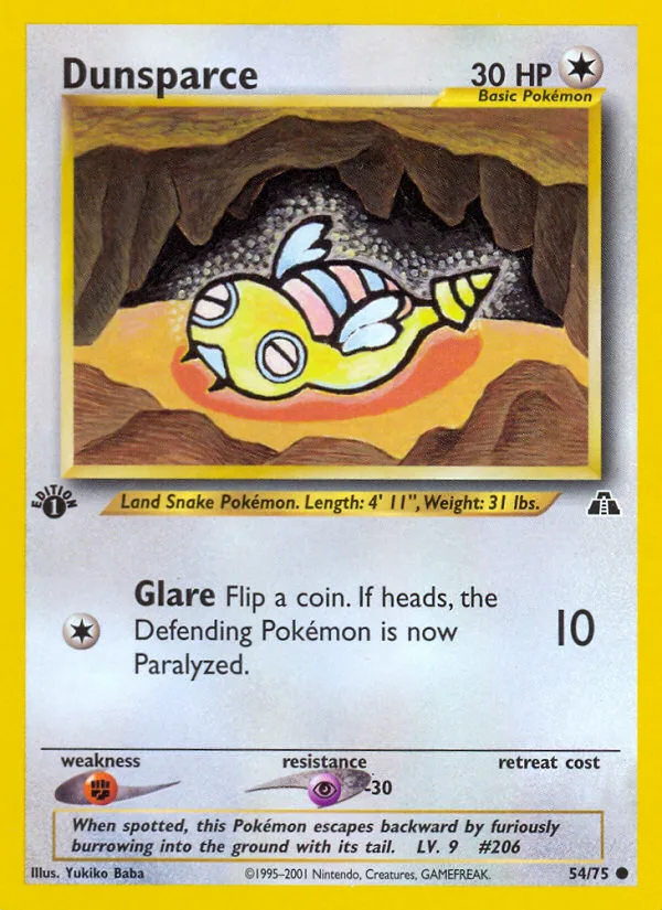 Dunsparce #54 Neo Discovery Pokemon card