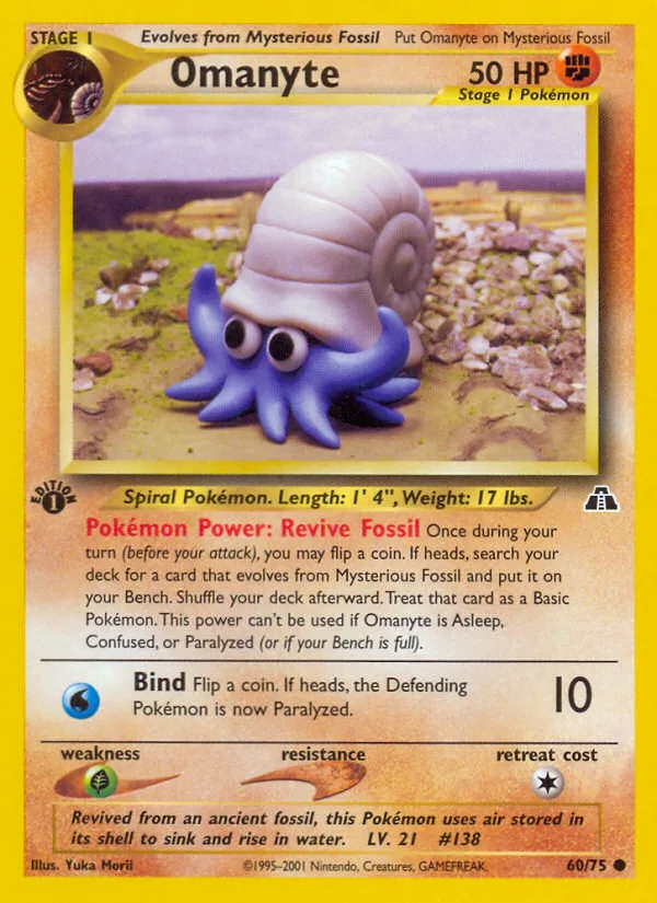 Omanyte #60 Neo Discovery Pokemon card