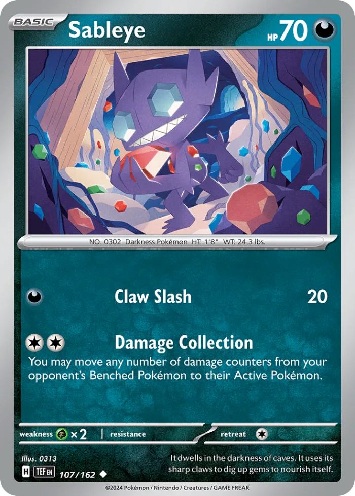 Sableye #107 Temporal Forces Pokemon card