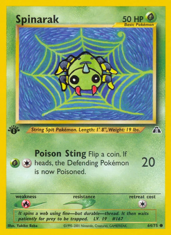 Spinarak #64 Neo Discovery Pokemon card