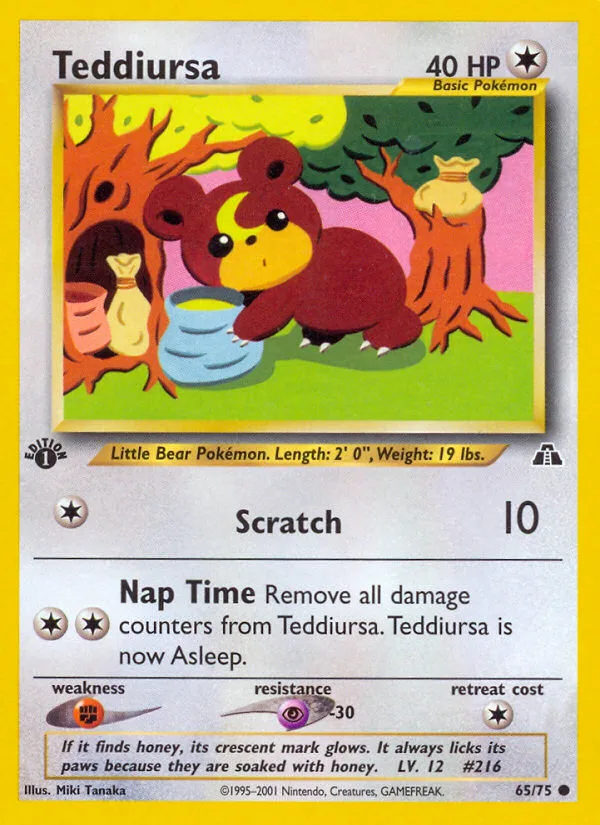 Teddiursa #65 Neo Discovery Pokemon card