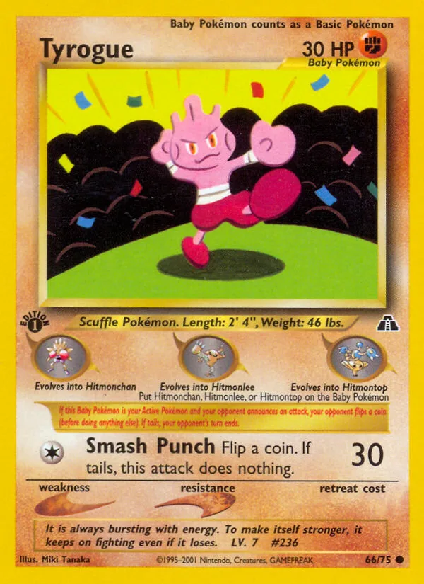 Tyrogue #66 Neo Discovery Pokemon card
