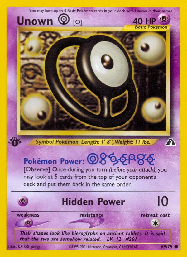 Unown [O] #69 Neo Discovery Pokemon card