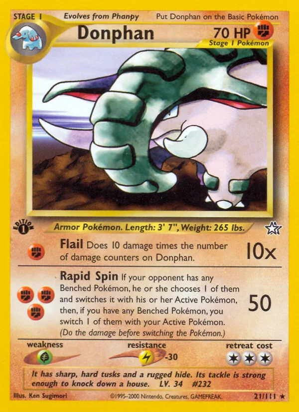 Donphan #21 Neo Genesis Pokemon card