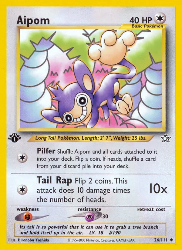 Aipom #26 Neo Genesis Pokemon card