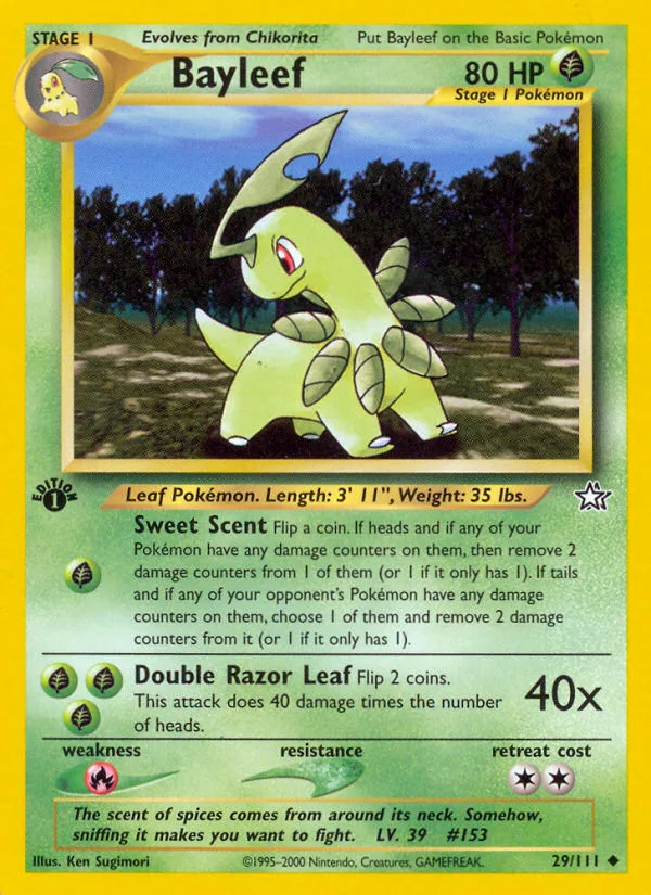 Bayleef #29 Neo Genesis Pokemon card