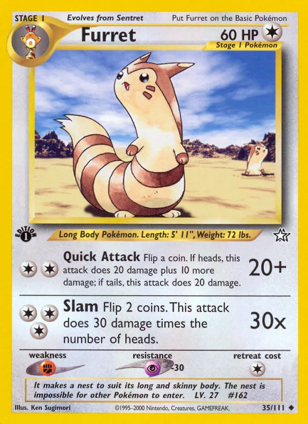 Furret #35 Neo Genesis Pokemon card