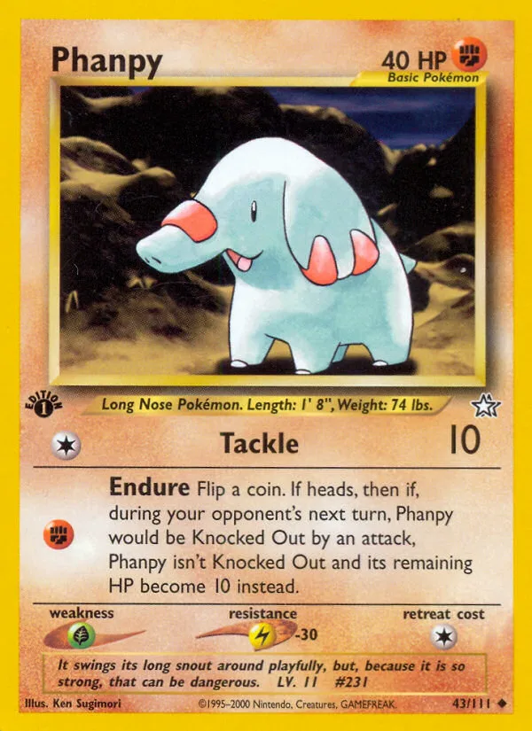 Phanpy #43 Neo Genesis Pokemon card