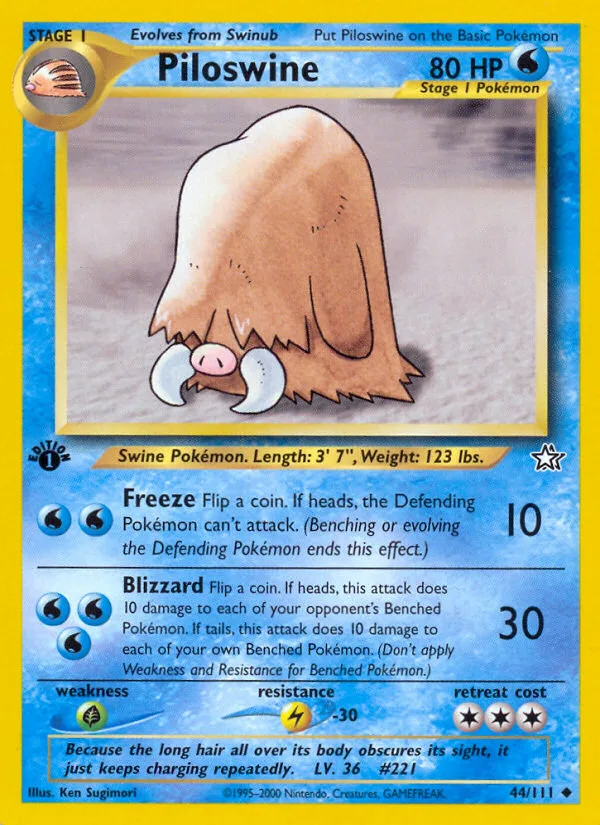 Piloswine #44 Neo Genesis Pokemon card
