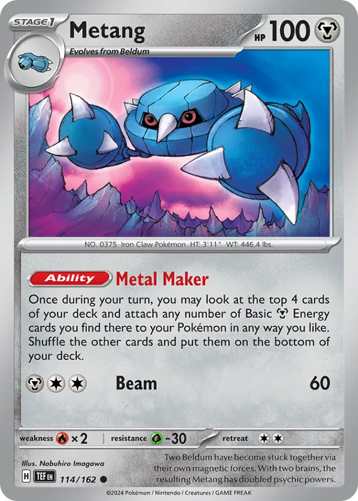 Metang #114 Temporal Forces Pokemon card