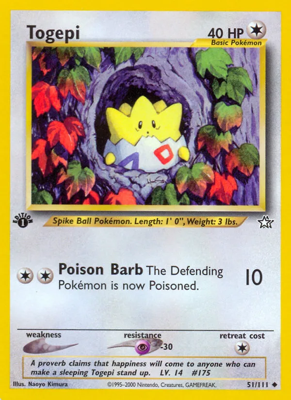 Togepi #51 Neo Genesis Pokemon card