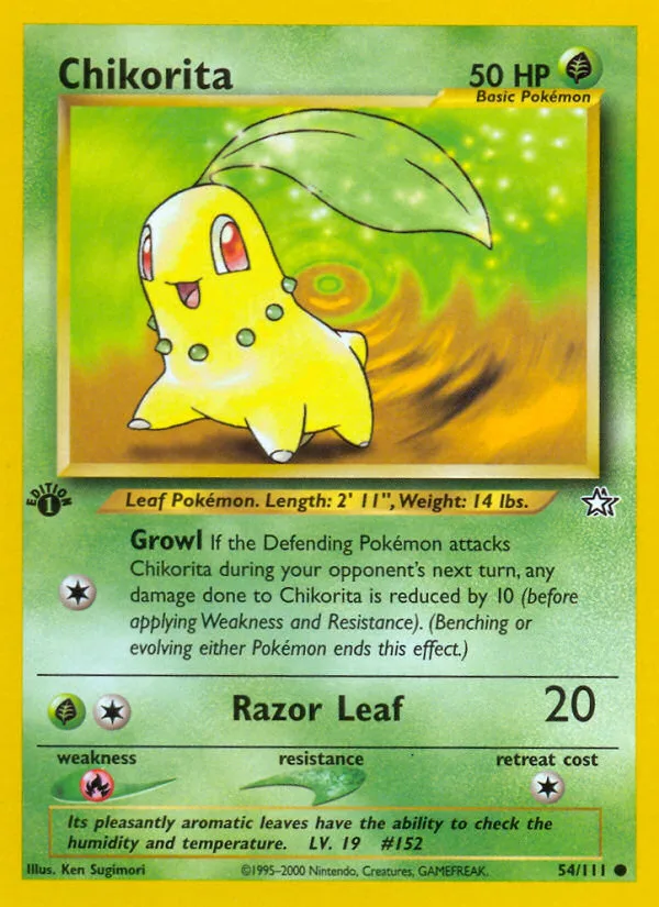 Chikorita #54 Neo Genesis Pokemon card