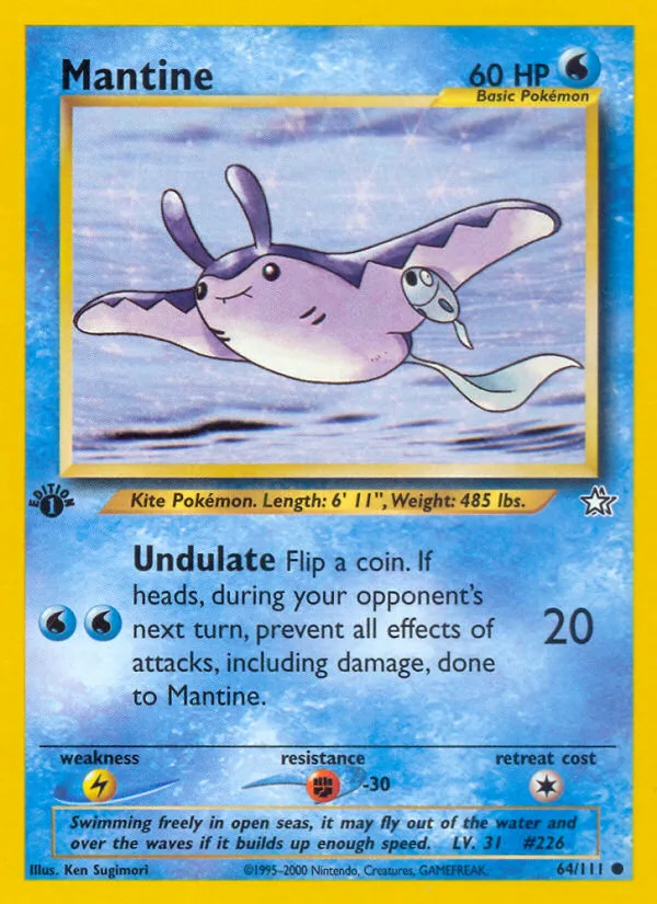 Mantine #64 Neo Genesis Pokemon card