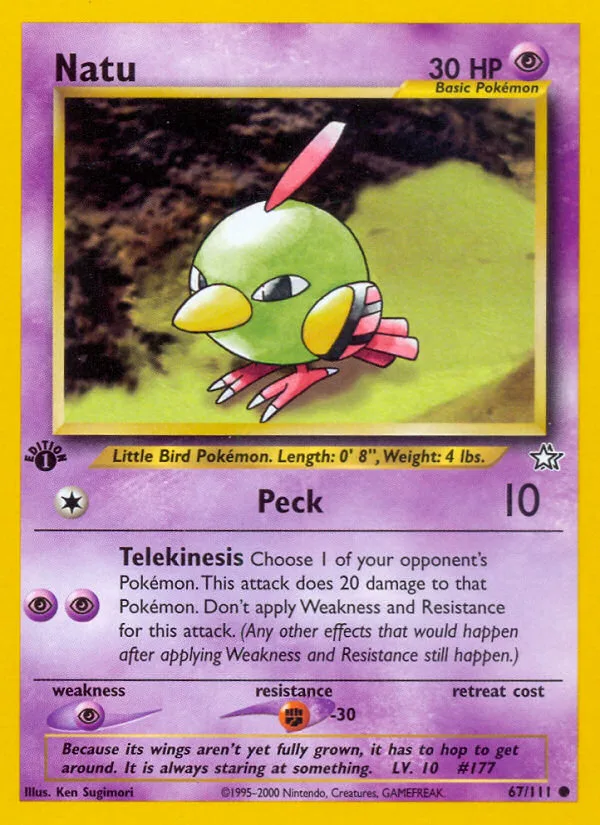 Natu #67 Neo Genesis Pokemon card