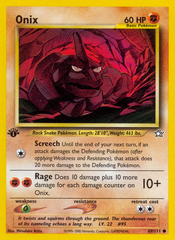 Onix #69 Neo Genesis Pokemon card