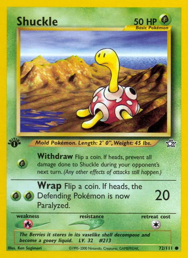 Shuckle #72 Neo Genesis Pokemon card