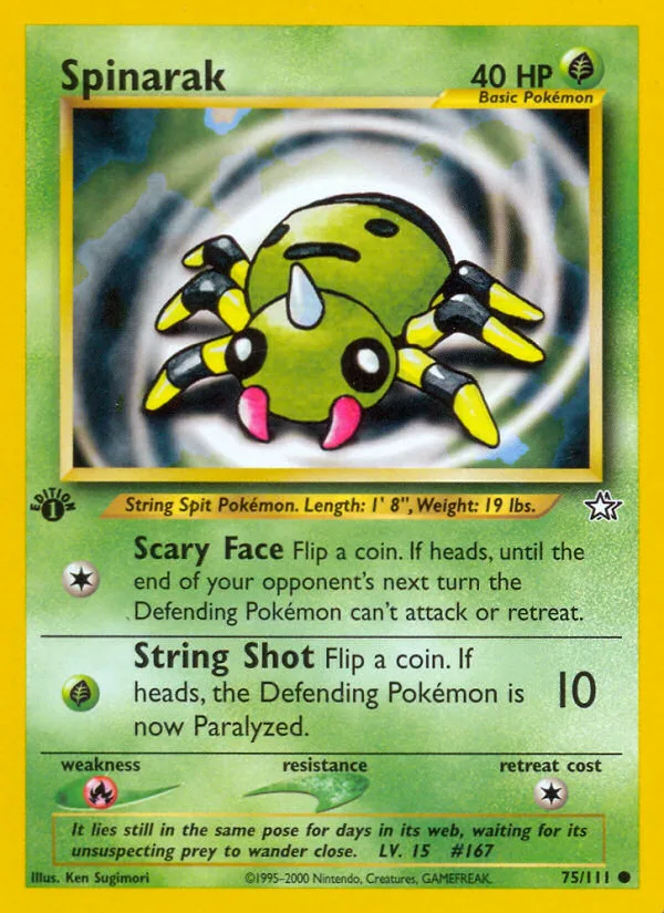 Spinarak #75 Neo Genesis Pokemon card