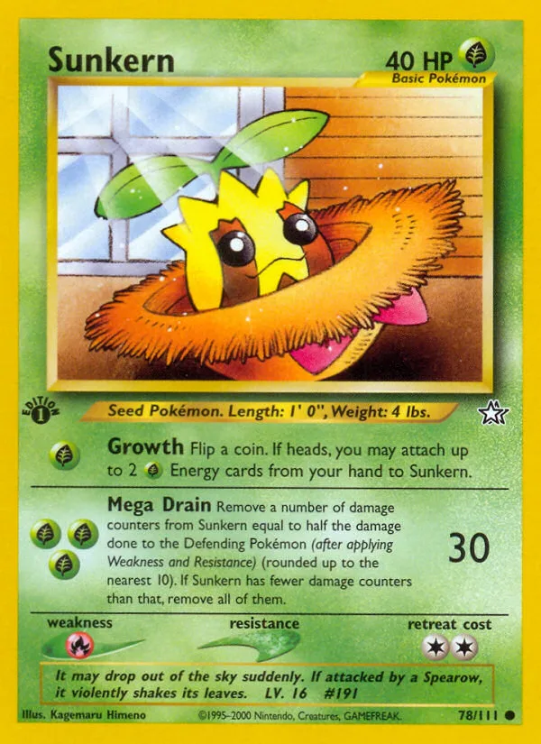 Sunkern #78 Neo Genesis Pokemon card