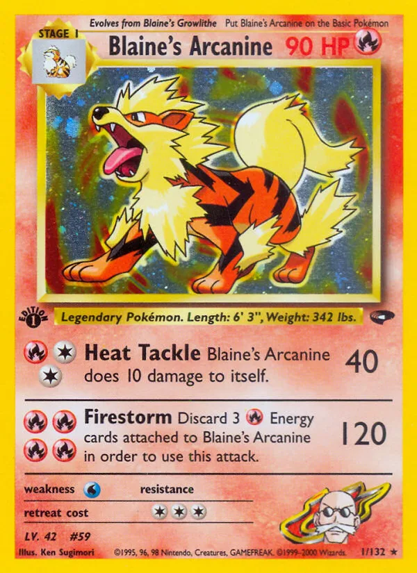 Blaine's Arcanine #1 Gym Challenge Pokemon card