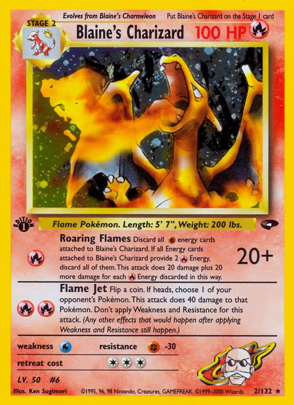 Blaine's Charizard #2 Gym Challenge Pokemon card