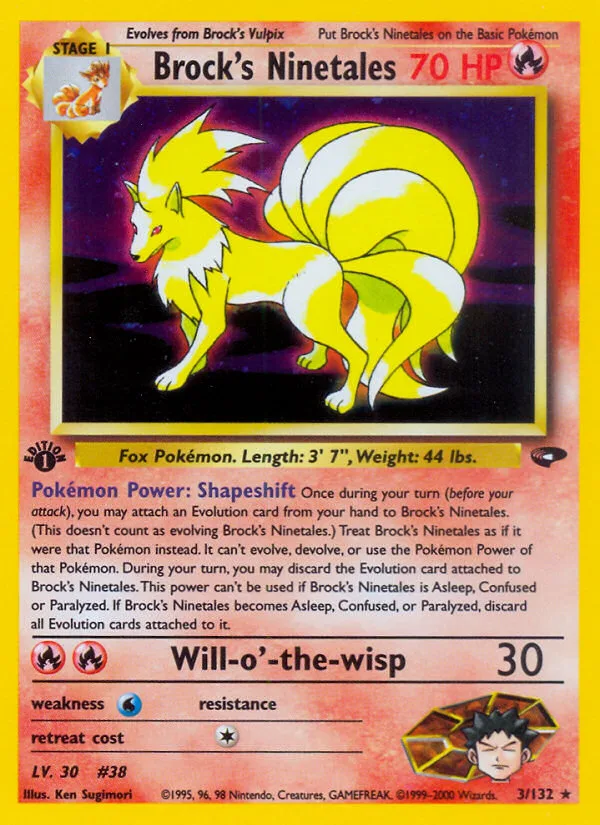 Brock's Ninetales #3 Gym Challenge Pokemon card
