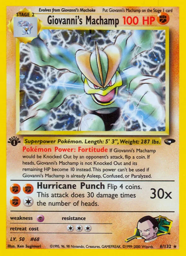 Giovanni's Machamp #6 Gym Challenge Pokemon card