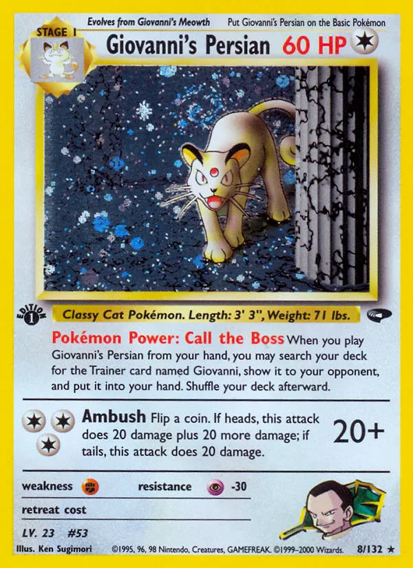 Giovanni's Persian #8 Gym Challenge Pokemon card
