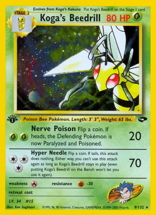 Koga's Beedrill #9 Gym Challenge Pokemon card