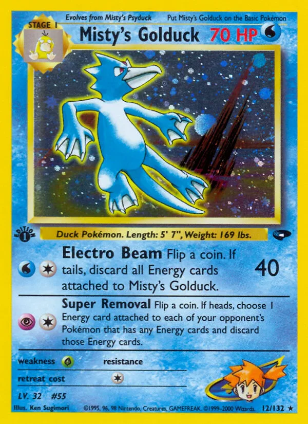 Misty's Golduck #12 Gym Challenge Pokemon card